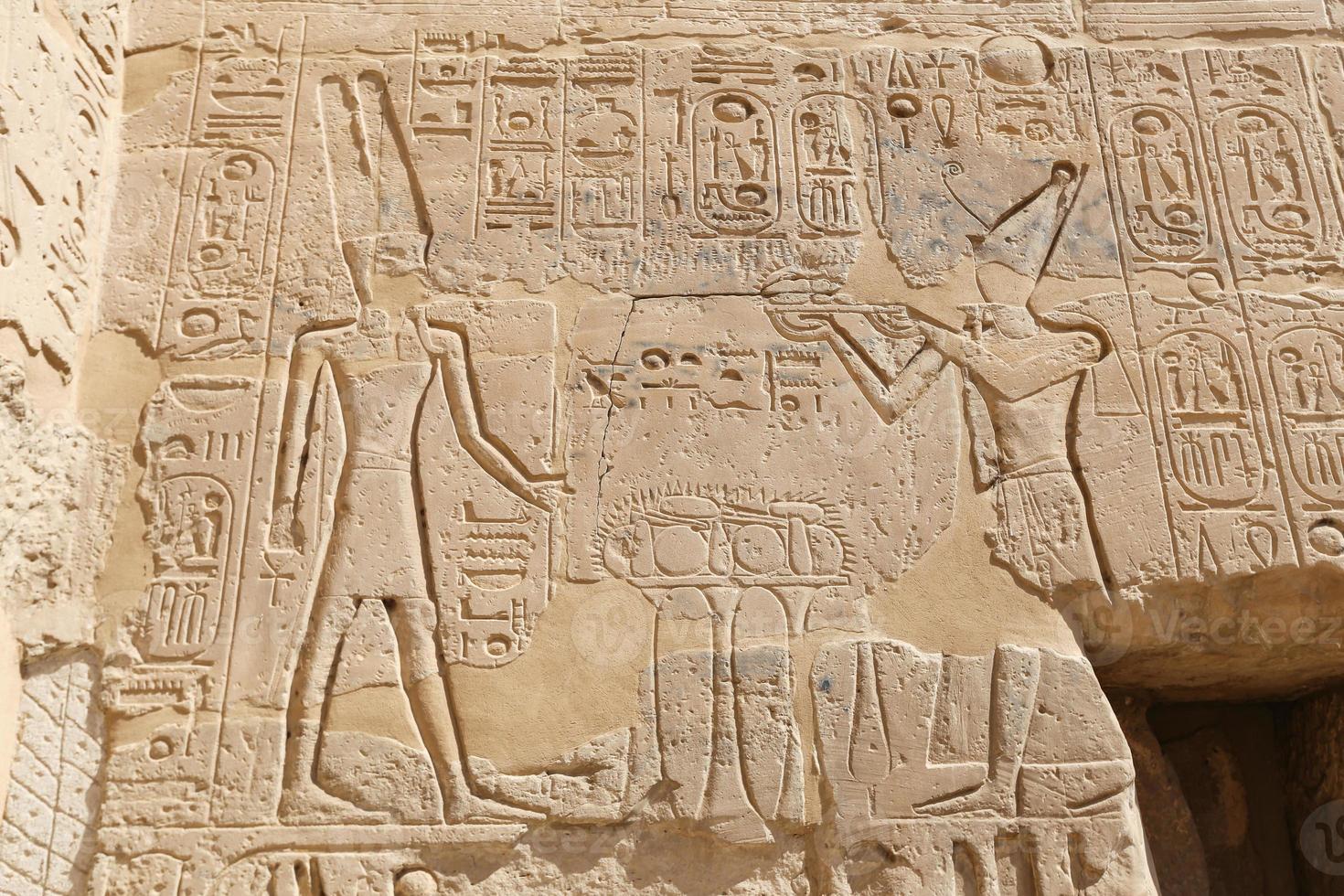 Egyptian hieroglyphs in Mortuary Temple of Seti I, Luxor, Egypt photo