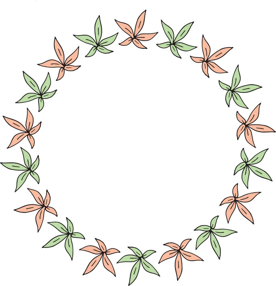 Wreath with bright floral elements. Vector on white background for your design.