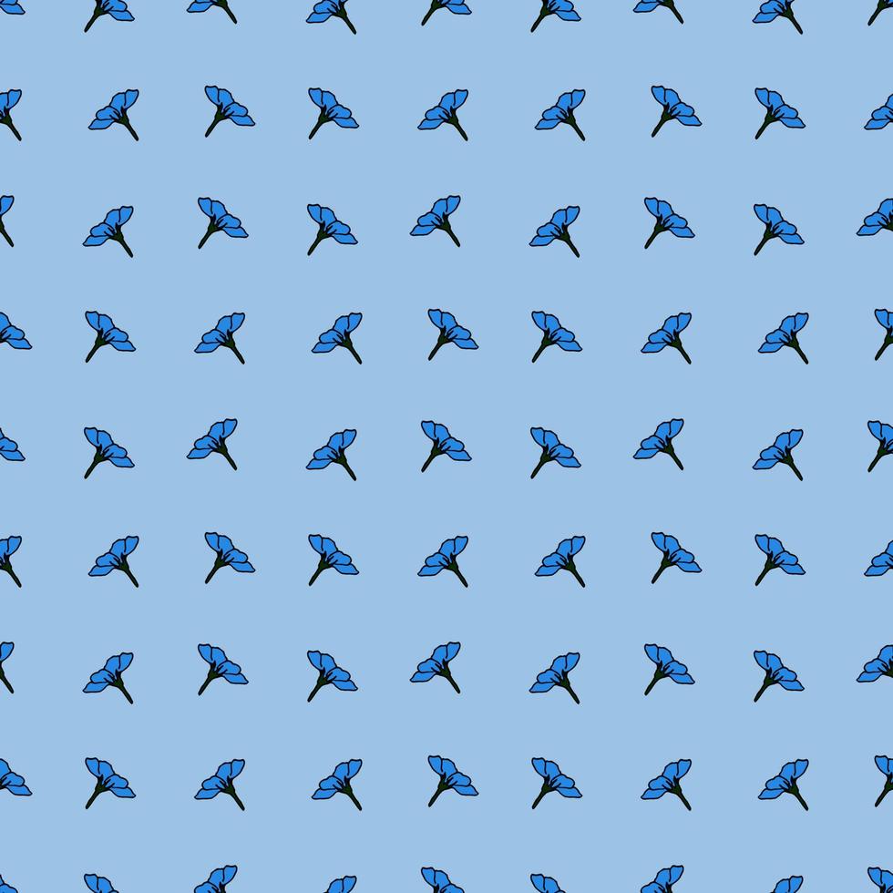 Seamless pattern with positive blue flowers forget-me-not for fabric, textile, clothes, tablecloth and other things. Vector image.