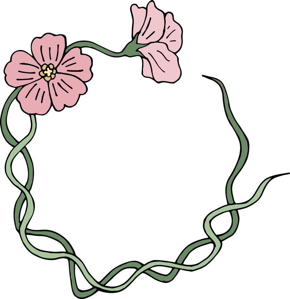 corona de flores con flores rosas sobre fondo blanco 01. imagen vectorial. vector