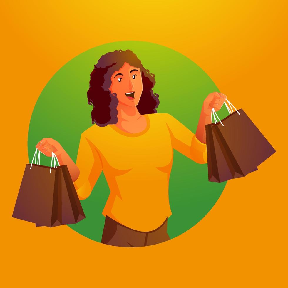 a girl carrying a shopping bag vector