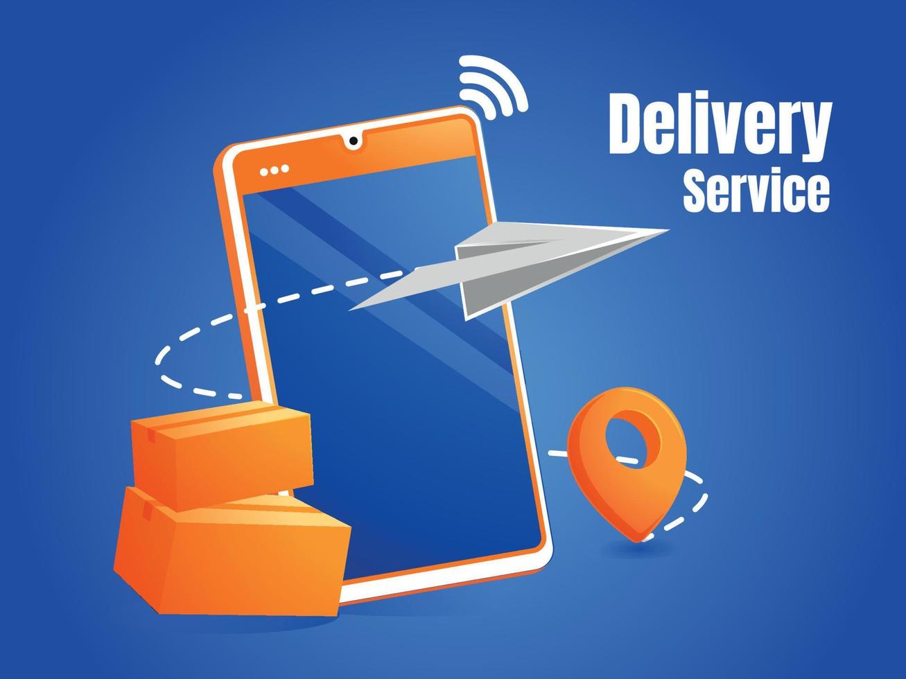 delivery service application with smartphone vector