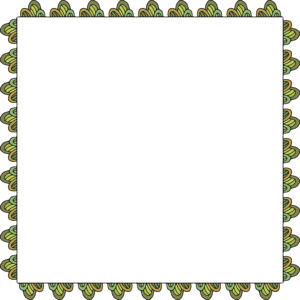 Square frame with green elements. Isolated wreath on white background for your design vector