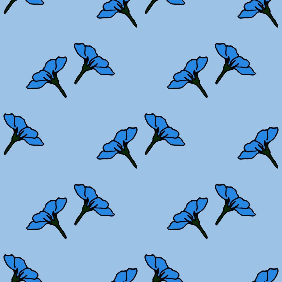 Seamless pattern with cozy blue flowers forget-me-not for fabric, textile, clothes, tablecloth and other things. Vector image.