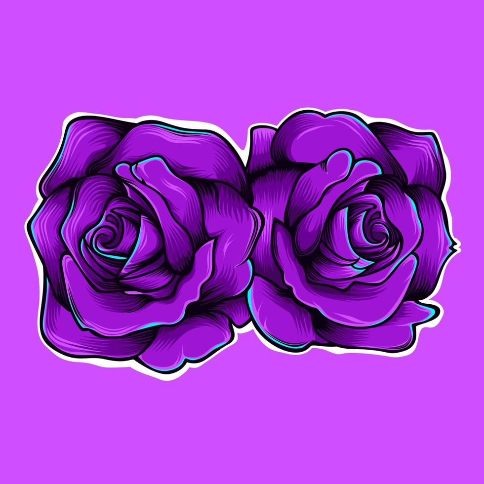 las rosas moradas con luz morada brillante son geniales para las necesidades de las camisetas vector