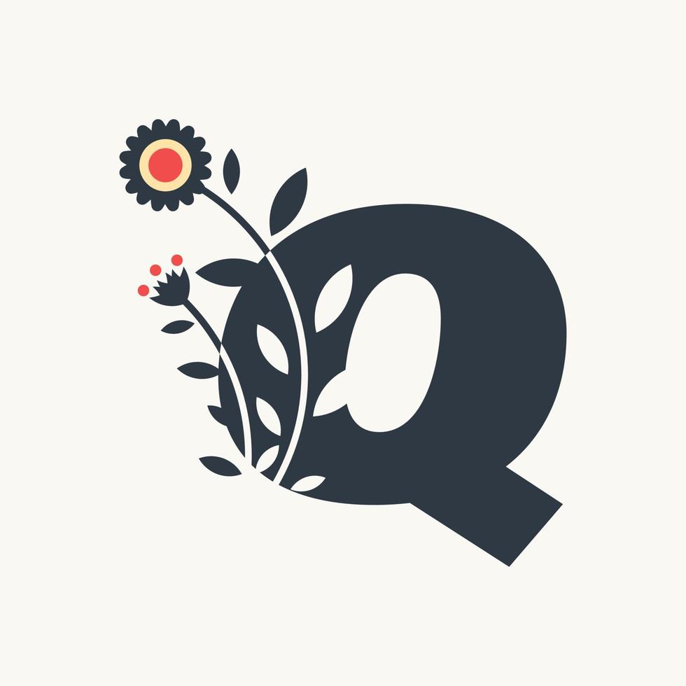 Alphabet Flower Q vector
