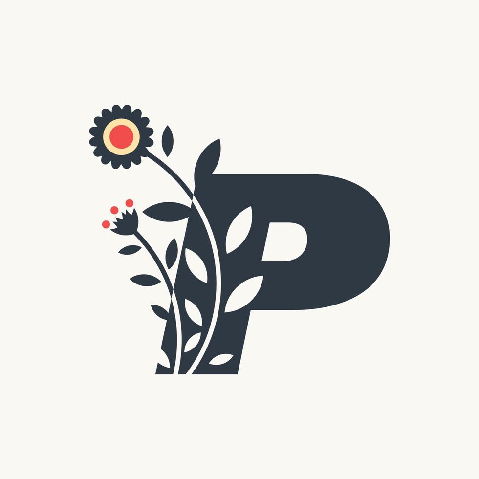 Alphabet Flower P vector