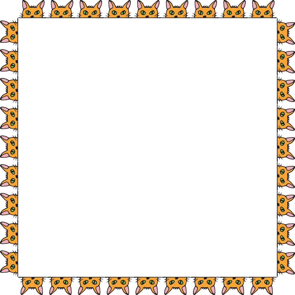 Square frame with orange cat. Isolated wreath on white background for your design vector