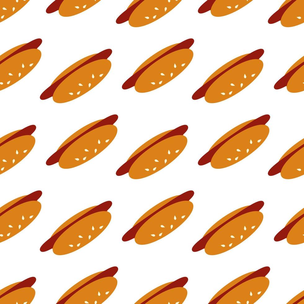 Seamless pattern with hot dog on white background. Vector image.