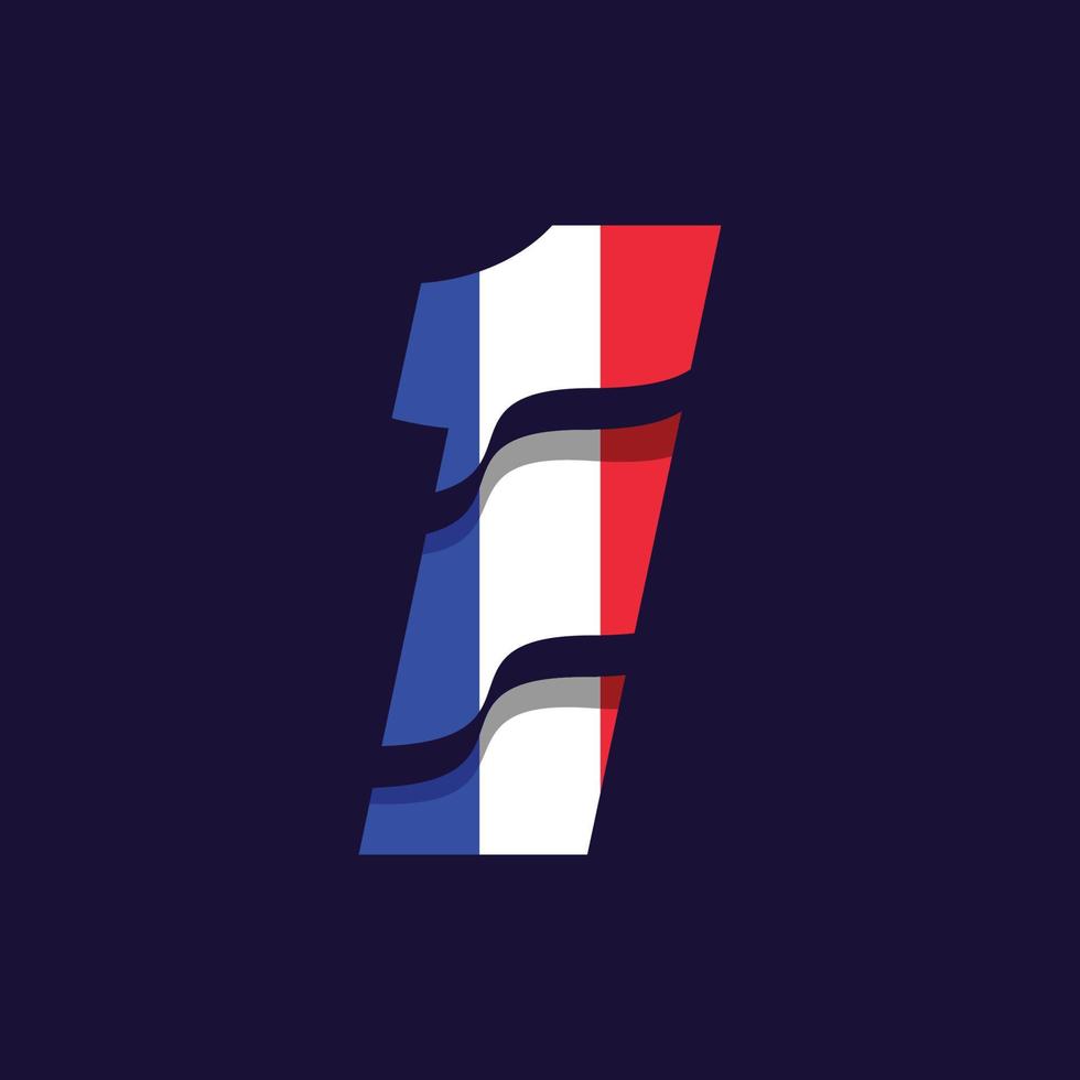 France Numeric Flag 1 vector