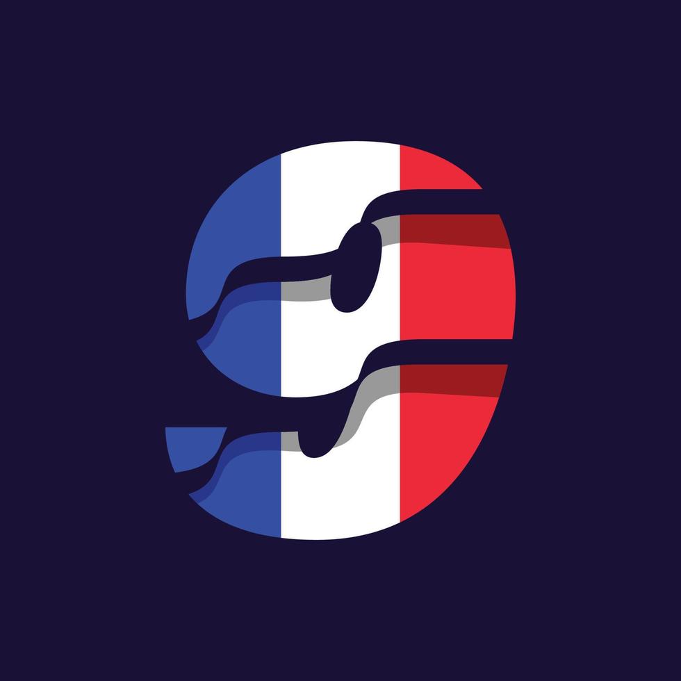 francia numeral bandera 9 vector