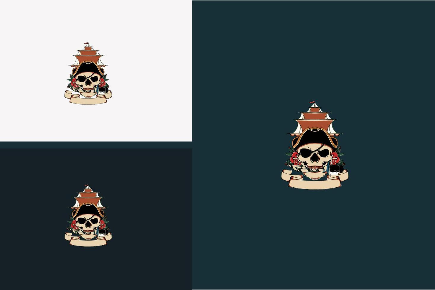 head skull and ship vector illustration design