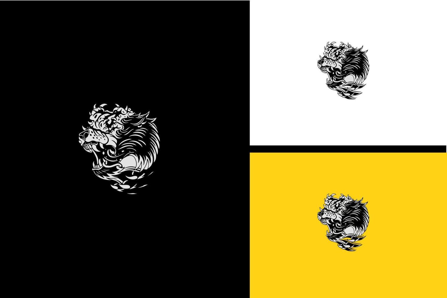 cabeza tigre abstracto vector blanco y negro