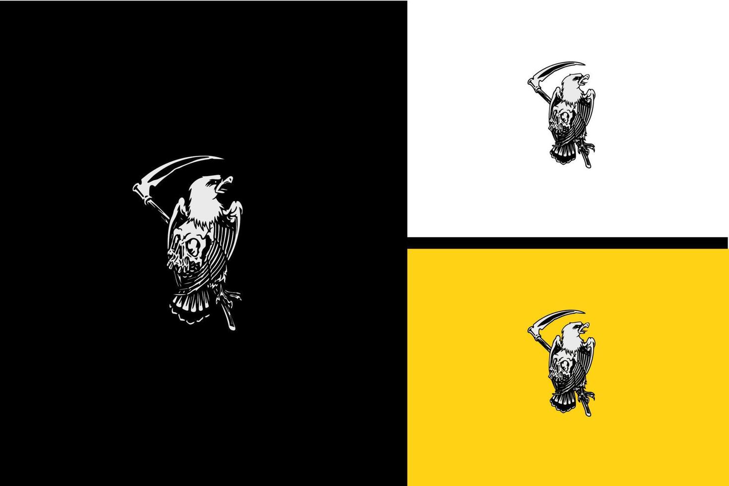 eagle and head skull vector black and white