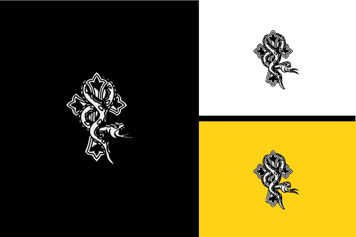 logo snake vector illustration black and white