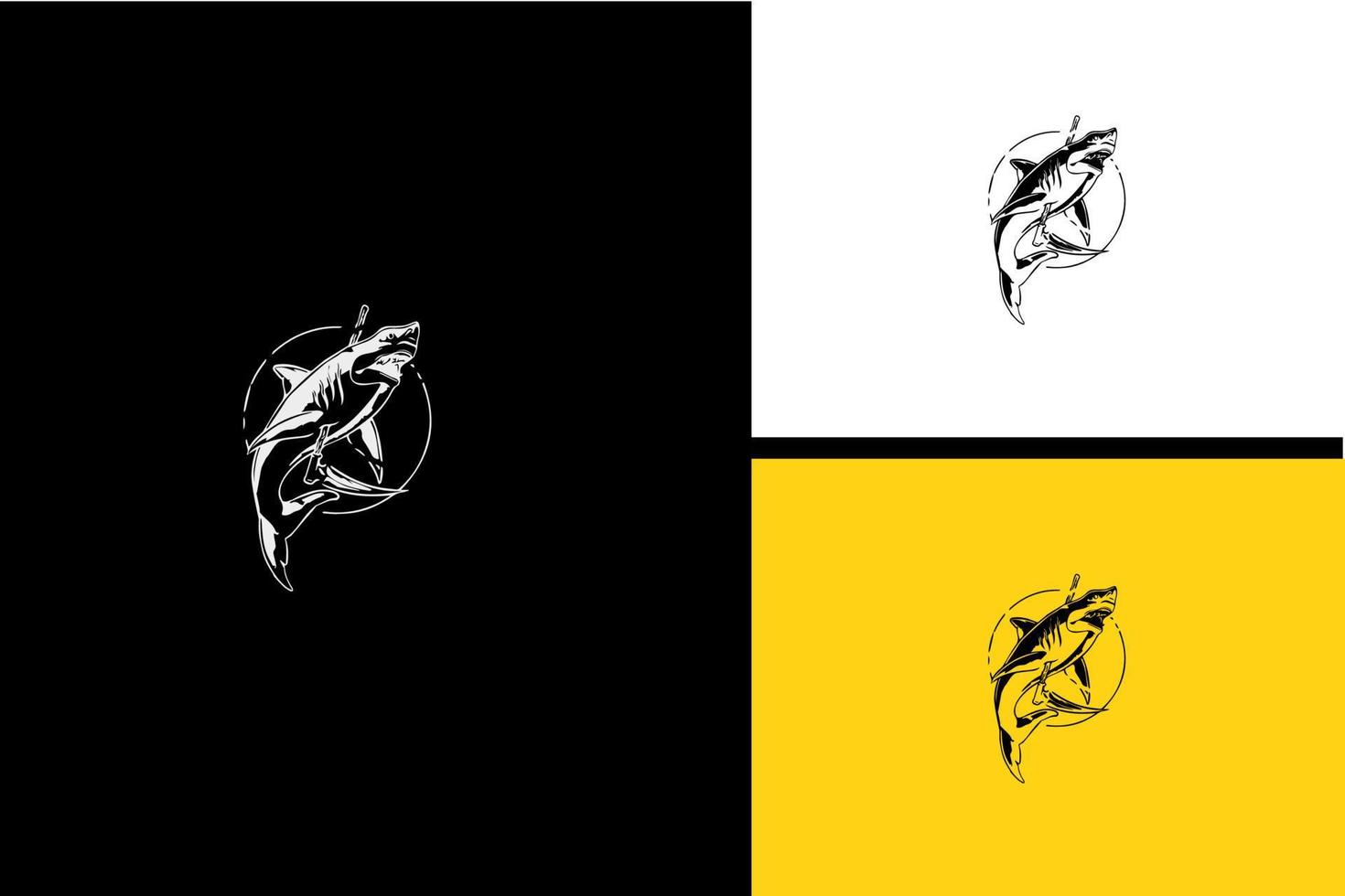 logo shark vector illustration black and white