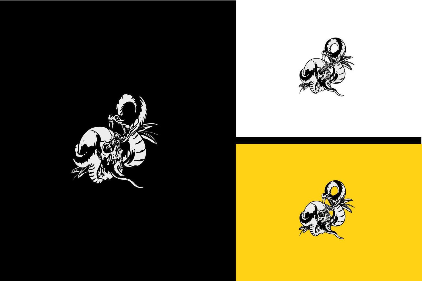 head skull and cobra vector black and white