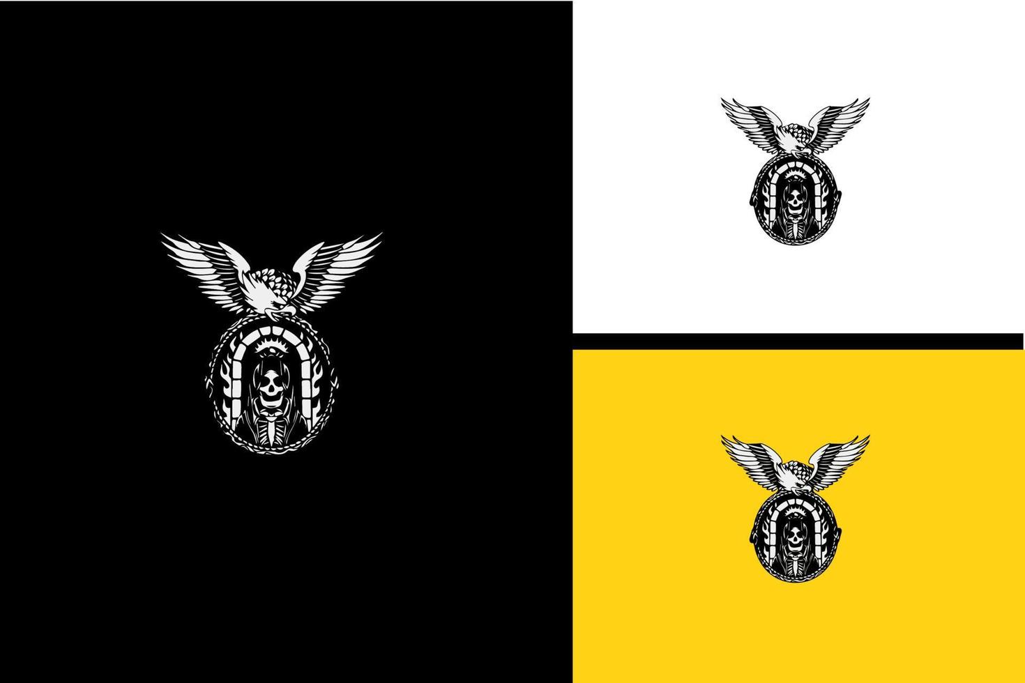 águila y cráneo vector blanco y negro