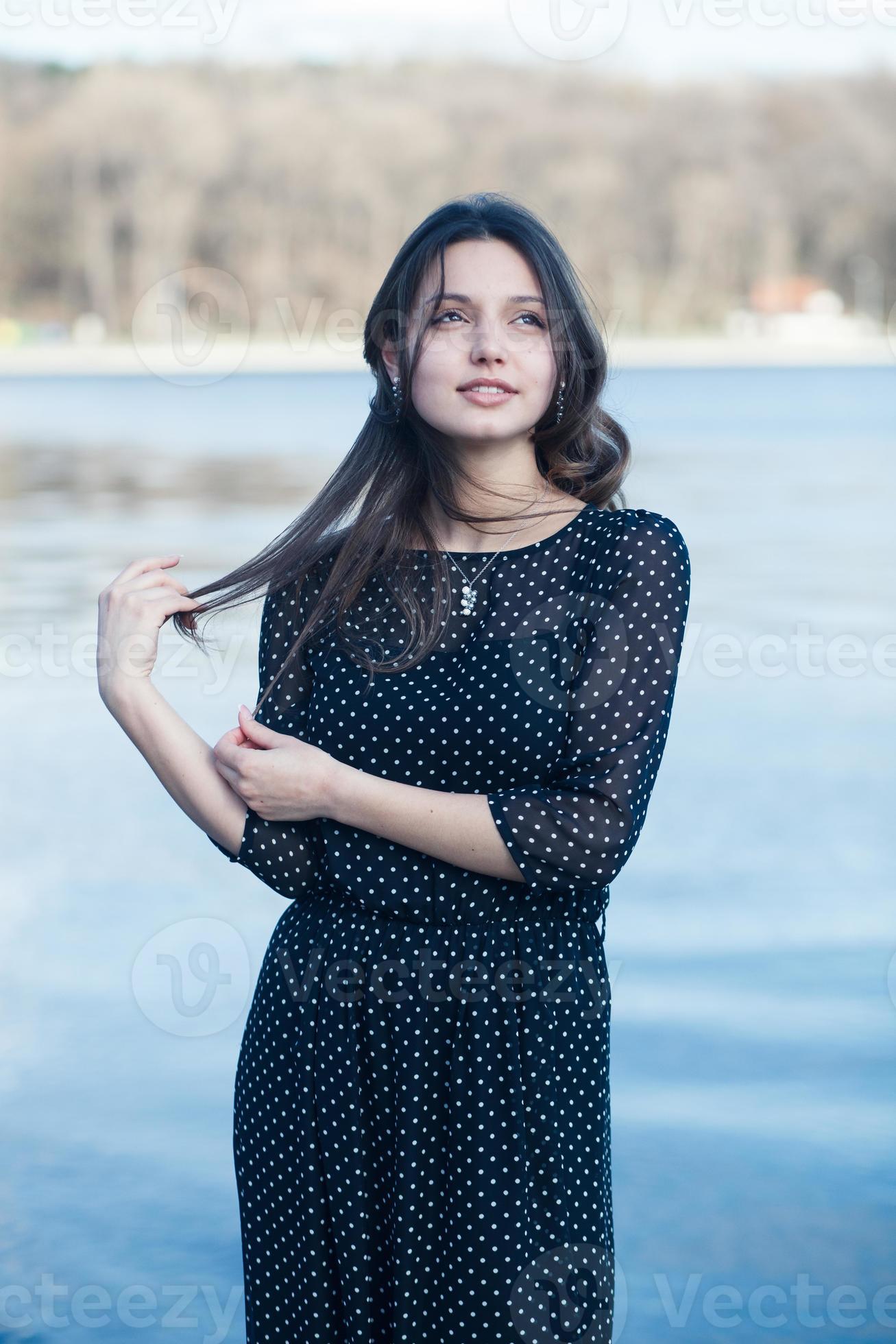 Womans Portrait With A Hair Moving In The Wind Close Up Portrait Of