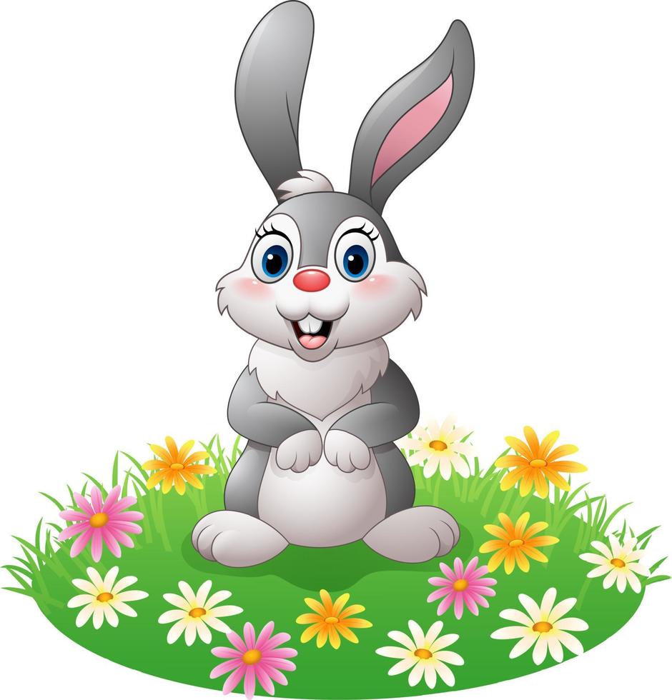 Cartoon rabbit on the grass vector