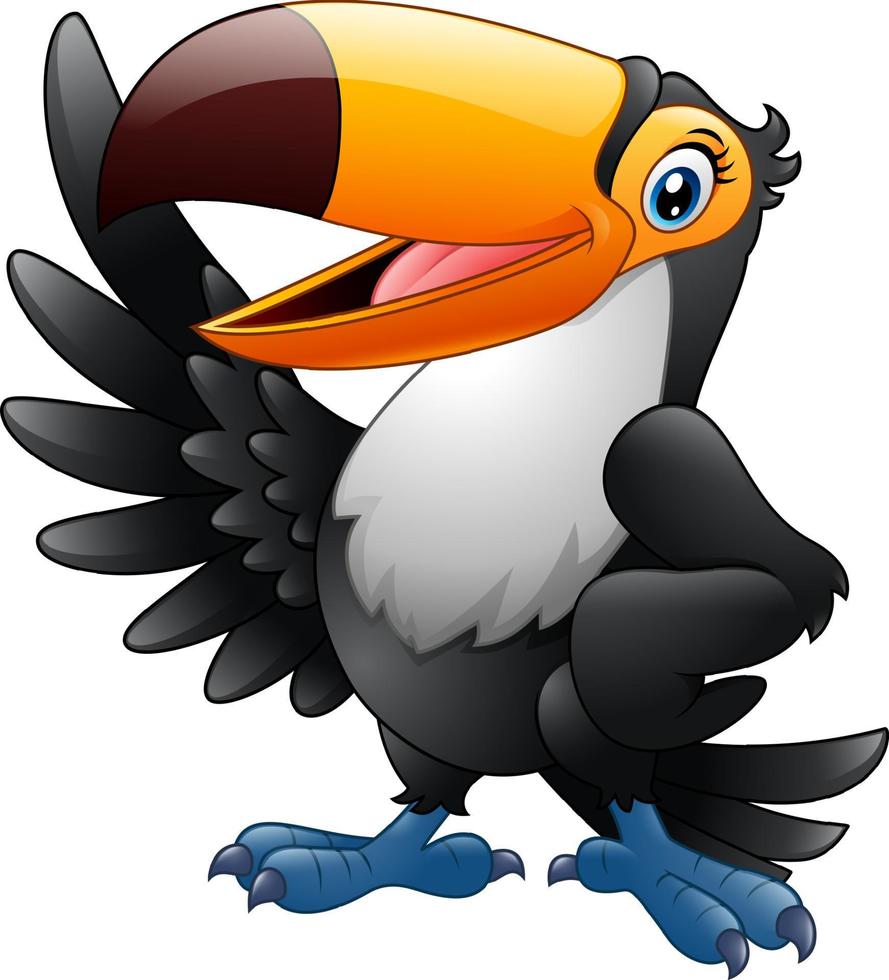 Cartoon funny toucan waving vector