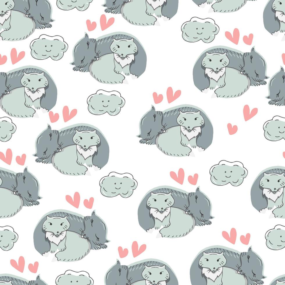 Vector seamless pattern for kids with cute nordic baby animals. Scandinavian style.