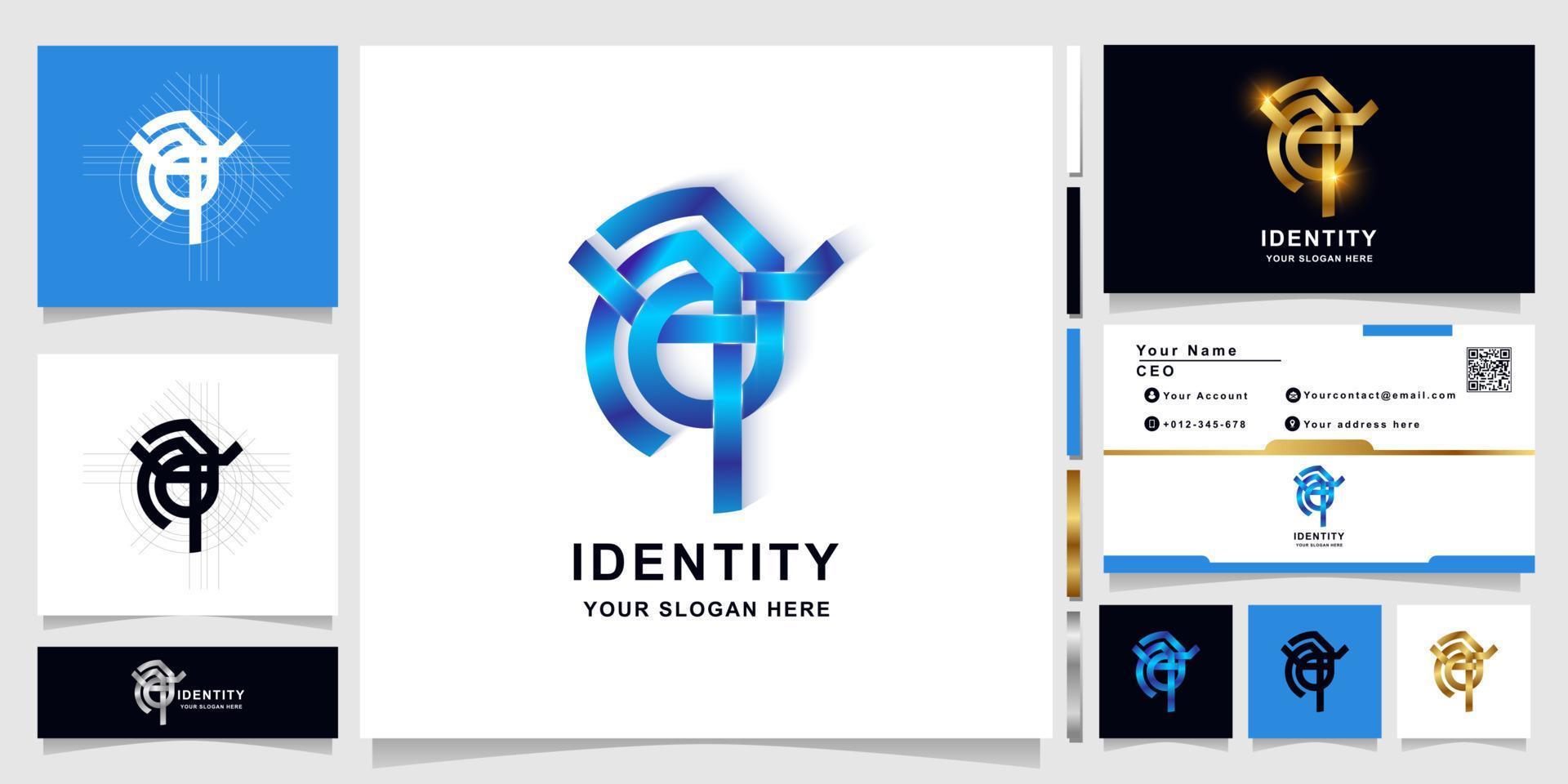 Letter Aa or qa monogram logo template with business card design vector