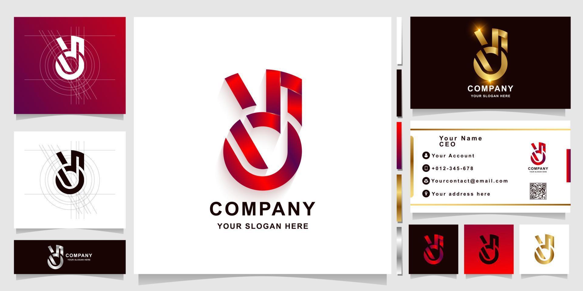 Letter ION or OS monogram logo template with business card design vector