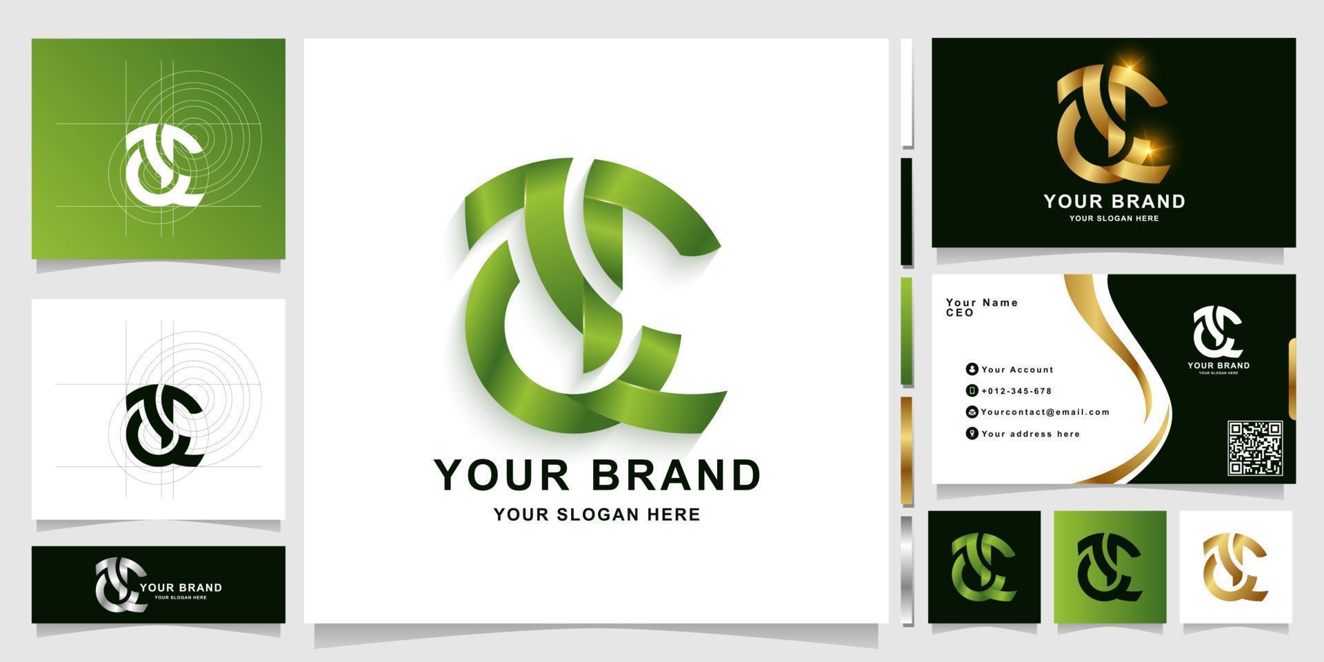 Letter AC or AE monogram logo template with business card design vector