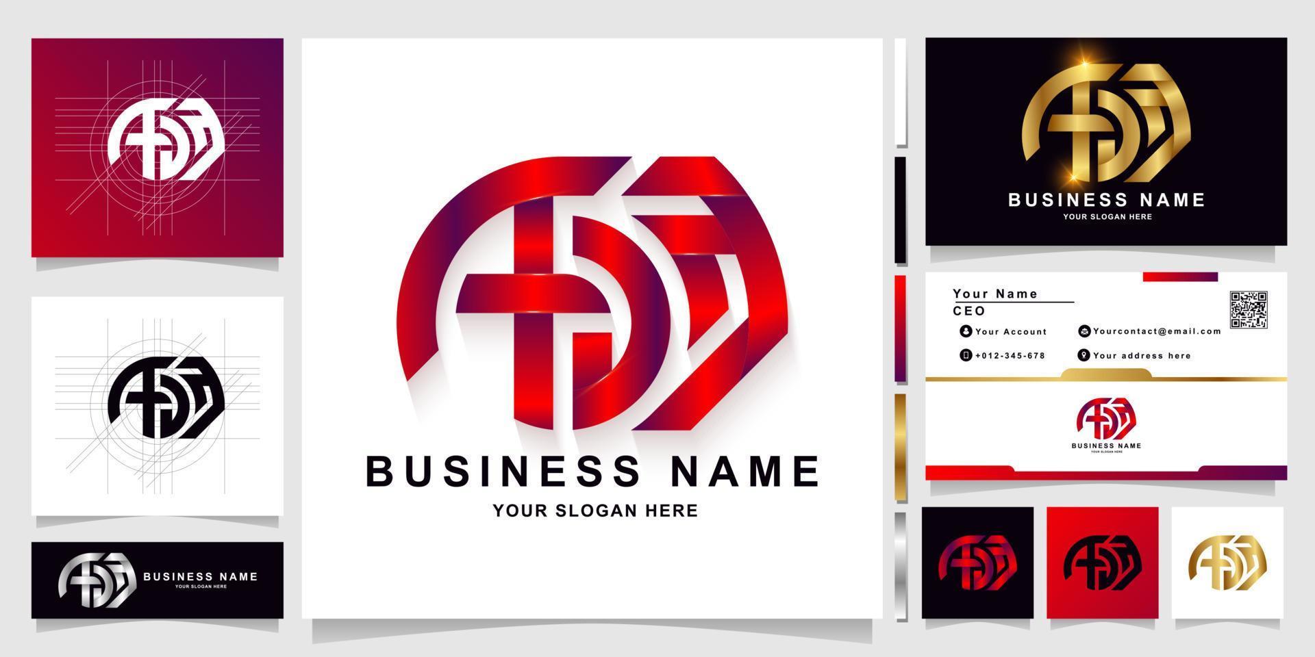 Letter Aaa or ADa monogram logo template with business card design vector