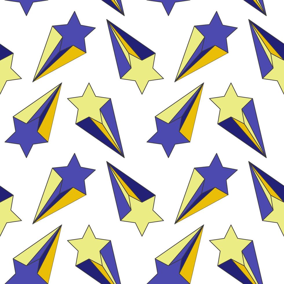 Shooting stars blue yellow seamless pattern for kids home party textile design vector illustration star with tail