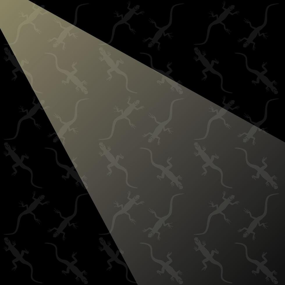 Grey lizards on black background pattern with light ray option vector illustration
