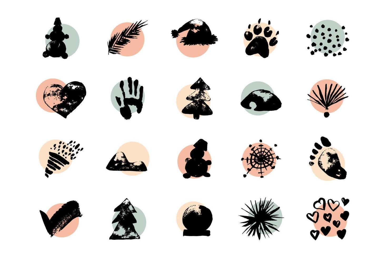 Set Christmas doodle design vector illustration. Concept winter silhouette  icon collection.