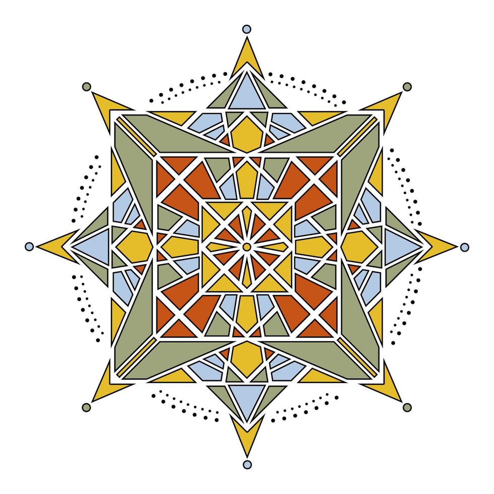 outline color geometric mandala element vector