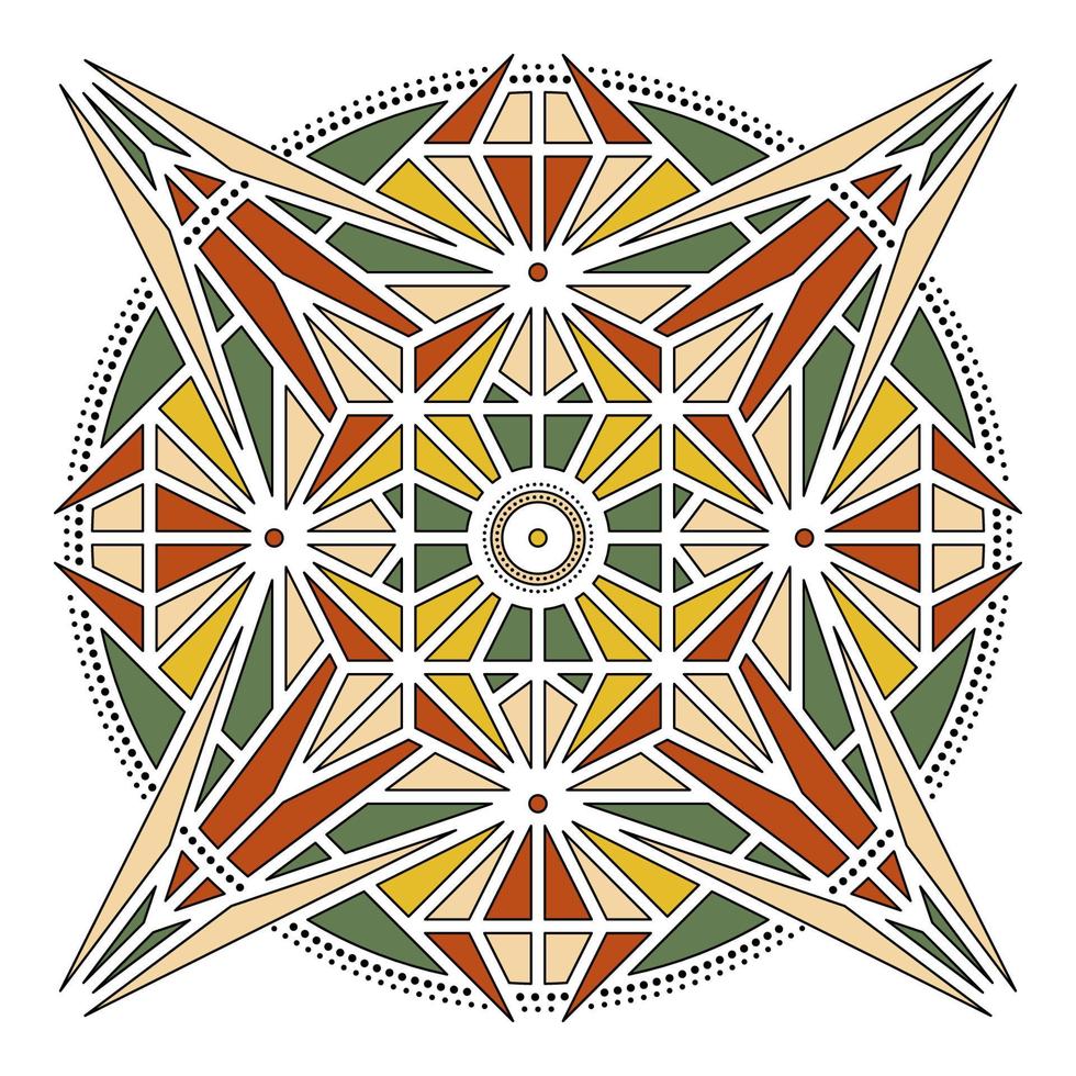 outline color geometric mandala element vector
