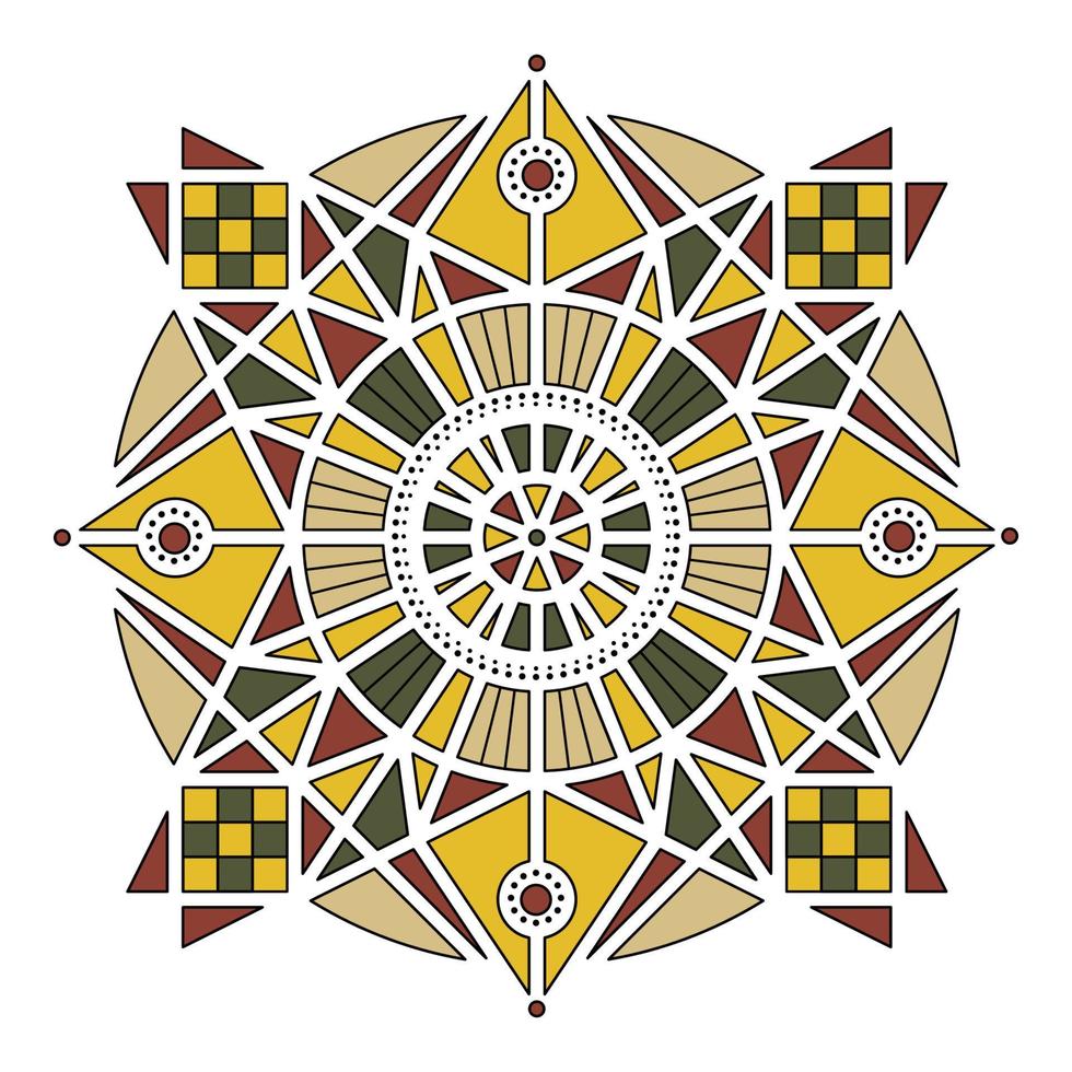 outline color geometric mandala element vector