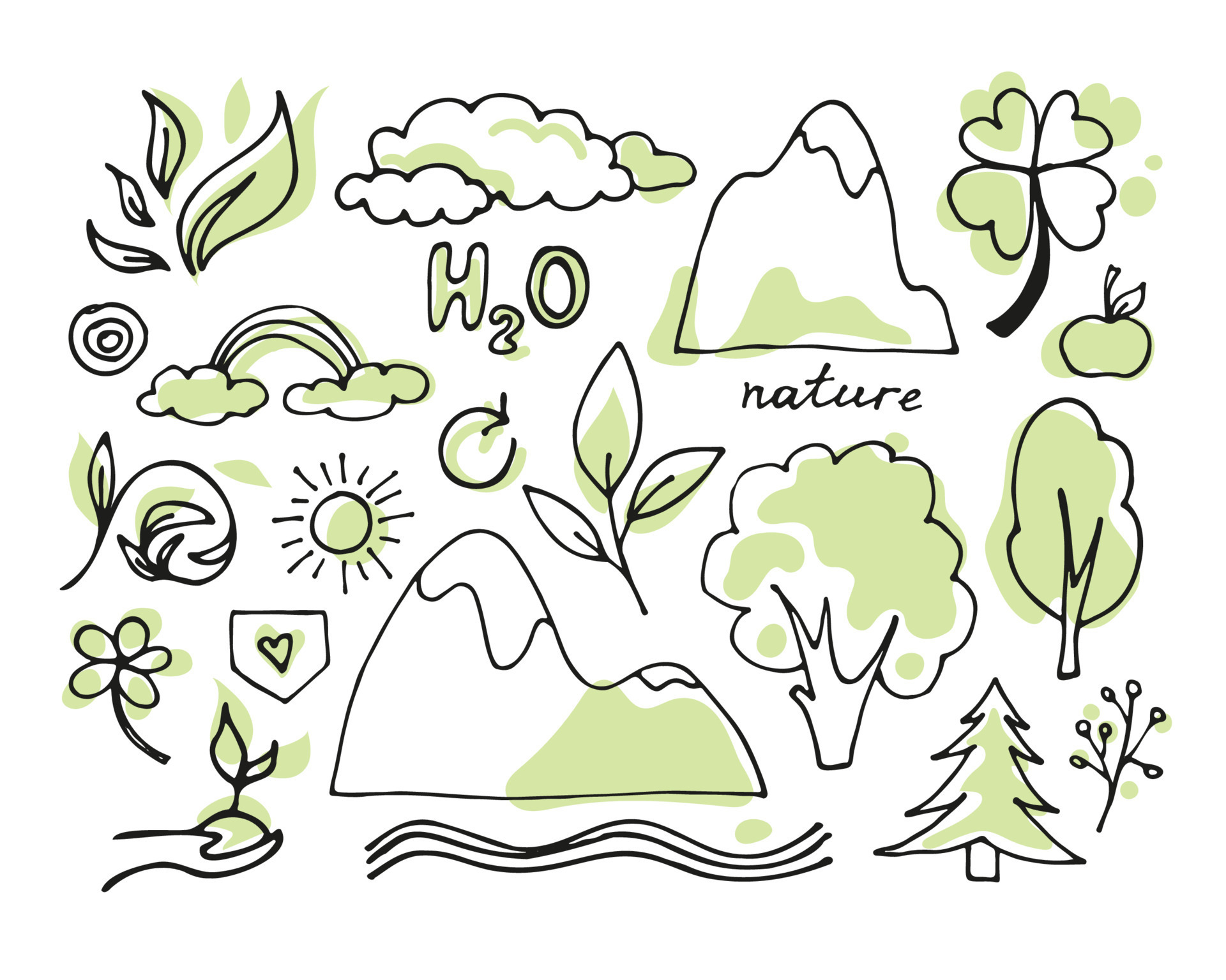 Zero waste lifestyle hand drawn set. vector doodle illustration