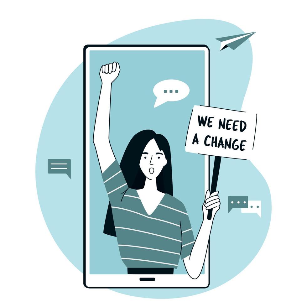 Digital Online Protest Concept vector