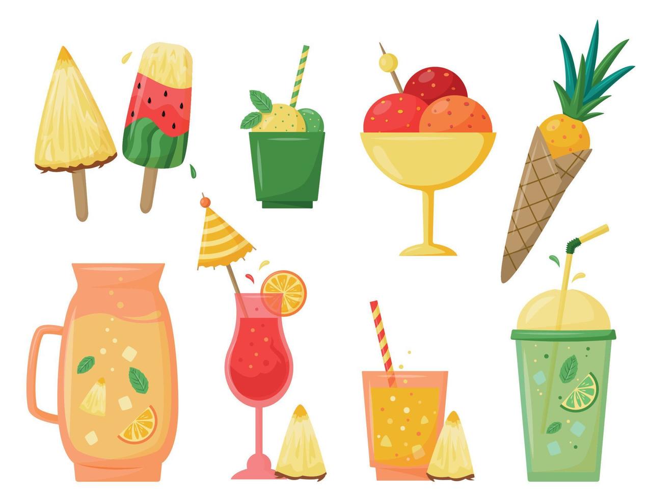 Summer Drinks and Ice Cream vector