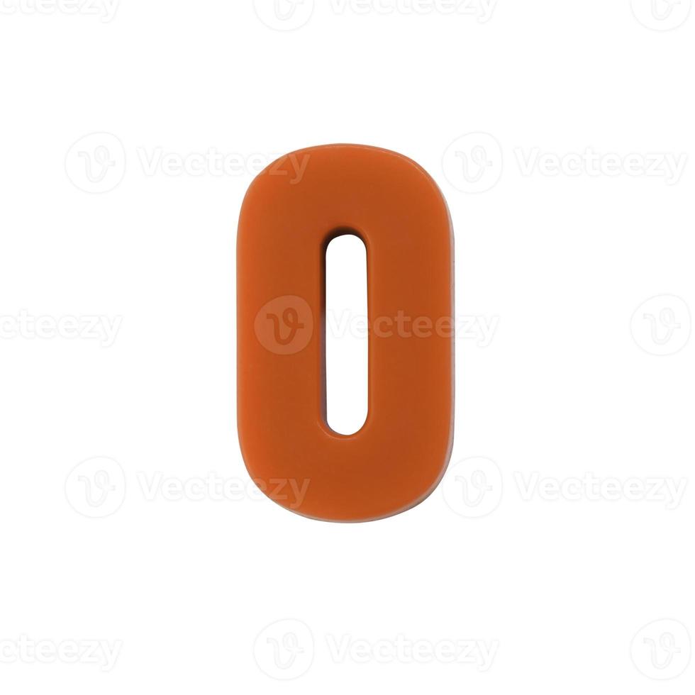 Shot of a number zero made of red plastic with clipping path photo