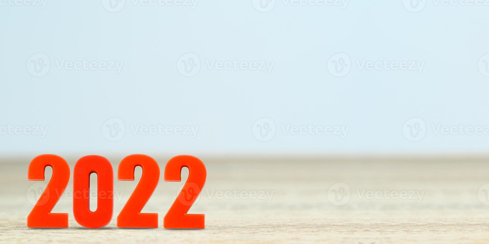 Shot of a number 2022 made of red plastic new year photo