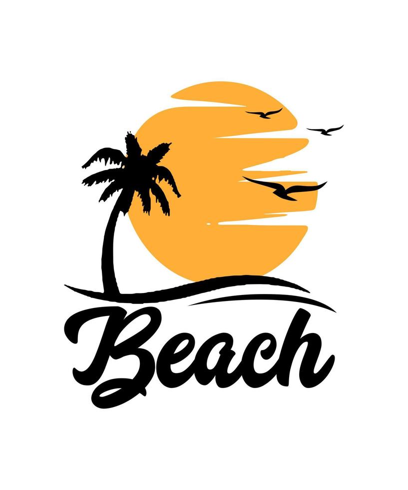 diseño de camiseta con logo de vida en la playa vector