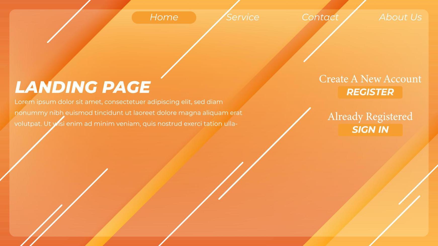 Modern Landing Page template created with simple abstract stripes. vector