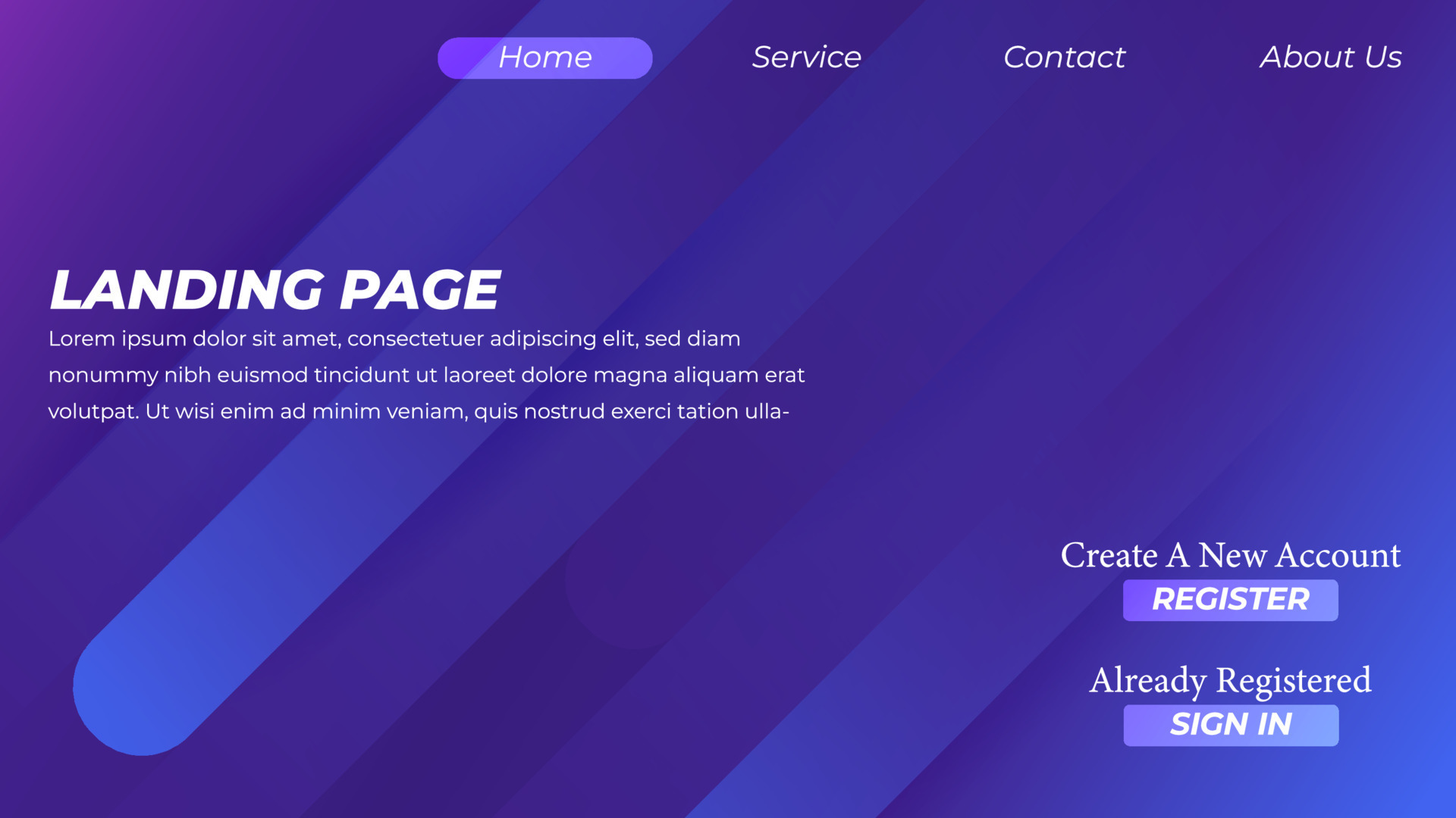 Landing Page template created with simple gradient background. 9322859