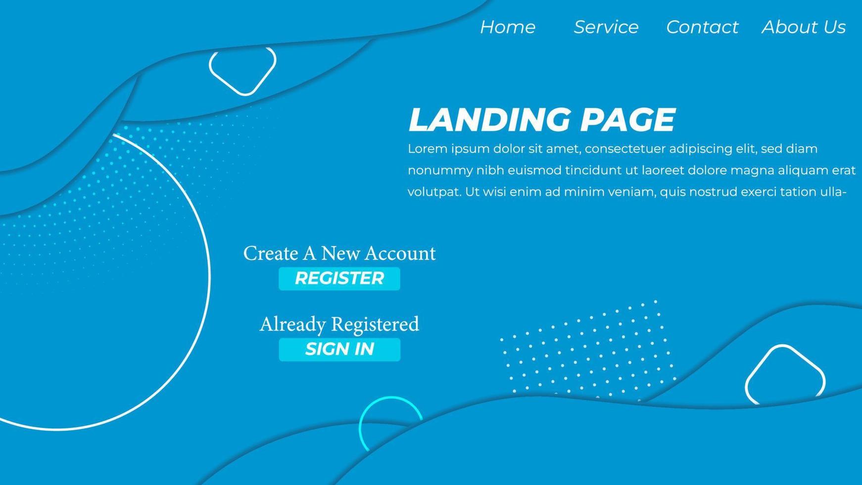 Modern Landing Page template created with simple abstract shapes on background vector