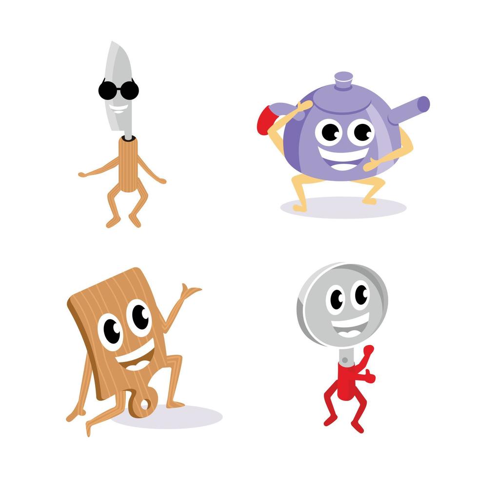 mascota de utensilios de cocina. diseño de personajes de dibujos animados vector