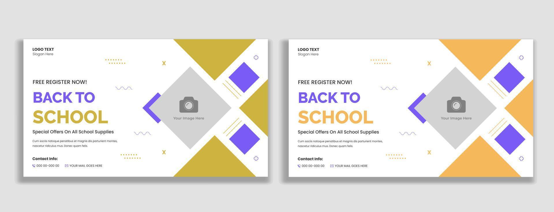 Back To School admission thumbnail and web banner vector