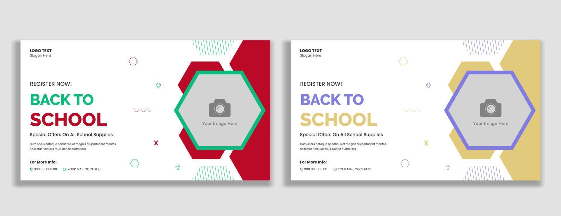 Back To School admission thumbnail and web banner template vector