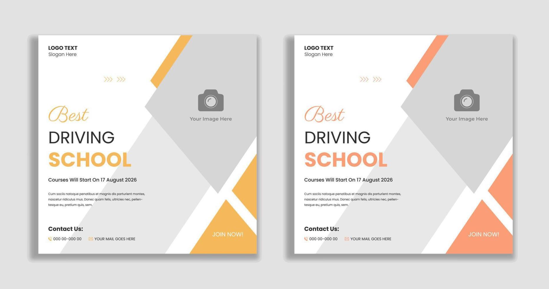 Car driving school web and social media banner vector