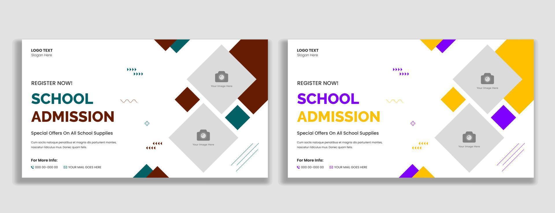 School admission thumbnail and web banner template vector